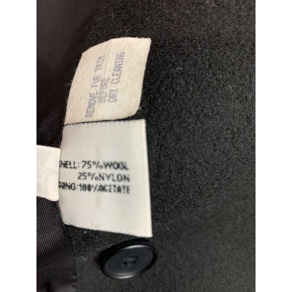 Size 10 Forecaster Womens Black Wool Blend Coat Faux Fur Collar Vintage - Picture 12 of 12